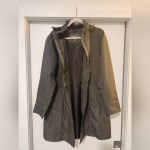 Eddie Bauer Women's Gray Waterproof Hooded Trench Coat XL